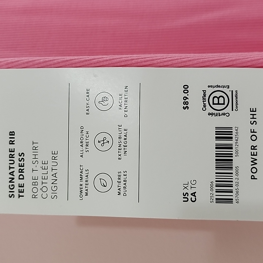 Athleta Signature Rib Tee Dress in Pink NWT - Picture 4 of 5
